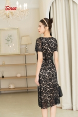 44177B93 - Đầm ren đen dáng suông A, cổ tạo xoắn Limitted.