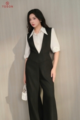 56004B85 - Jumpsuit đen đũi vân xương cá