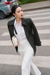 91001 - Măng tô kaki tà bong thắt đai eo