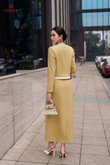 B8306 - Bộ tweet: Vest ngắn đính hoa+ C.Váy dài