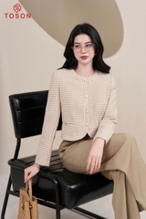 82512E95 - Áo vest dạ text kẻ be