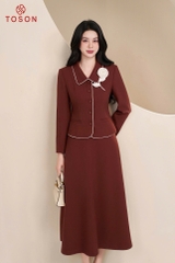 B8362N65 - Bộ tweet cam đất: Vest hoa cài + CV xòe