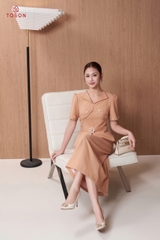 41116C76 - Đầm text cam đính cườm