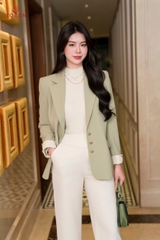 87018X95 - Áo blazer xanh tay phối kem