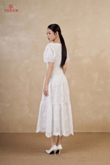 42091W95 - Đầm xòe thô boi trắng dệt họa tiết