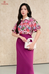 11092H65 - Áo lụa họa tiết cố phối