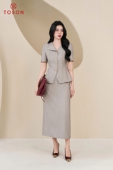 B8382 - Bộ text kẻ: Vest tay cộc + C.Váy