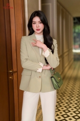 87018X95 - Áo blazer xanh tay phối kem