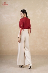 21031 - Quần suông denim nâu nhạt xếp ly