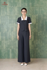 B1232G65 - Bộ đờ mi ghi chì: Áo phối trắng+ Quần