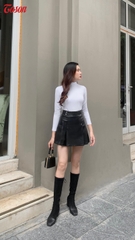 AGN33W33 - Áo giữ nhiệt cotton trắng, cổ gập dáng ôm
