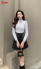AGN33W33 - Áo giữ nhiệt cotton trắng, cổ gập dáng ôm
