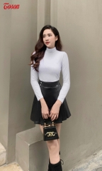 AGN33W33 - Áo giữ nhiệt cotton trắng, cổ gập dáng ôm