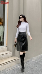 AGN22W33 - Áo giữ nhiệt cotton trắng, cổ 3cm dáng ôm