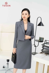 S8395G93 - Bộ vest ghi chì: Áo Vest suông + chân váy Limitted..