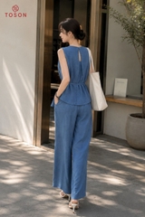 B1286 - Bộ linen: Áo cổ luồn hạt + Q suông