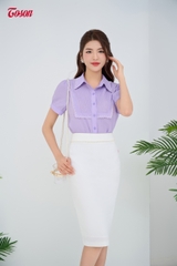 12018T63 - Áo tơ tím cổ đức phối tà bong thêu bô đê.