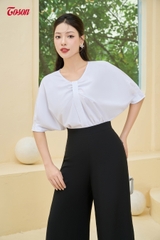 24022B53 - Quần cullotes chiffon đen.