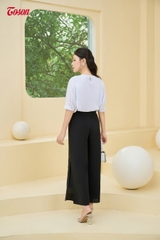 24022B53 - Quần cullotes chiffon đen.
