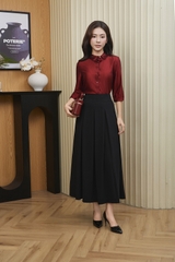 14282D66 - Áo tay lỡ, lụa tencel đỏ mận