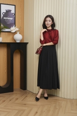 14282D66 - Áo tay lỡ, lụa tencel đỏ mận