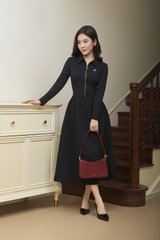 43279B66 - Đầm đen xoè kéo khoá trước