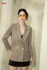 84949K53 - Áo blazer kẻ be dáng suông cổ lé phối be Limitted,