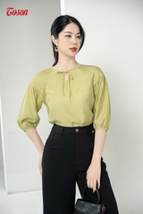 29093B83 - Quần đen vittex nhung, cạp cao ống rộng túi phối trước Limitted.
