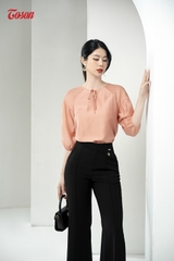 28016B63 - Quần đen trượt hàn, ống vẩy cạp chéo.