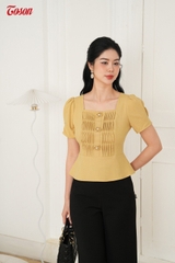 21003B63 - Quần ống suông trượt hàn đen, cạp đính cúc.