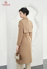 92994 - Áo măng tô Kaki cổ K tà bong 2 bên thắt đai eo