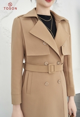 92994 - Áo măng tô Kaki cổ K tà bong 2 bên thắt đai eo