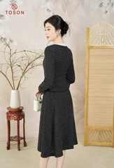 B8340B83 - Bộ tweet đốm đen: Vest đính nơ hoa + Chân váy xòe.