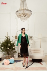 82956X53 - Áo vest dạ tweet xanh, cổ K túi ốp Limitted..