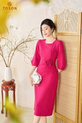46972P93 - Đầm hồng sen eo xếp ly đính bông hoa Limitted.