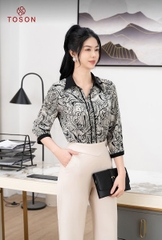 12051K94 - Áo sơ mi họa tiết cổ đức phối đen