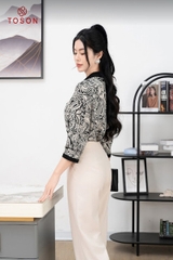 12051K94 - Áo sơ mi họa tiết cổ đức phối đen