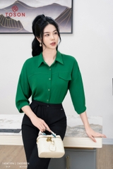 14045X94 - Áo lụa xanh tay lỡ zắc lăng