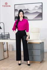 14045P94 - Áo lụa hồng sen tay lỡ zắc lăng