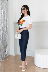 AP537W24 - Áo cotton trắng in hình bông hoa sắc màu