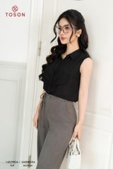 14029B34 - Áo chiffon đen cổ đức dáng mullet