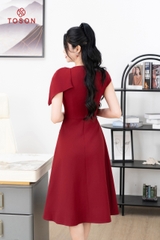 44268D14 - Đầm đỏ đô vai lệch phối nơ vai