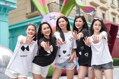 AP552W24 - Áo cotton trắng in trái tim đính cườm