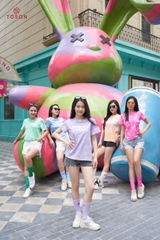 AP127C24 - Áo cotton loang Cam in chữ decan