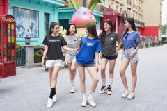 AP135B24 - Áo cotton đen thêu xù Imagine