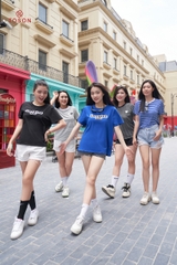 AP135B24 - Áo cotton đen thêu xù Imagine
