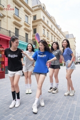 AP135B24 - Áo cotton đen thêu xù Imagine