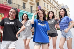 AP135B24 - Áo cotton đen thêu xù Imagine