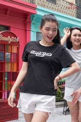 AP135B24 - Áo cotton đen thêu xù Imagine
