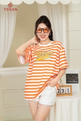 AP550C24 - Áo phông kẻ cam, form rộng